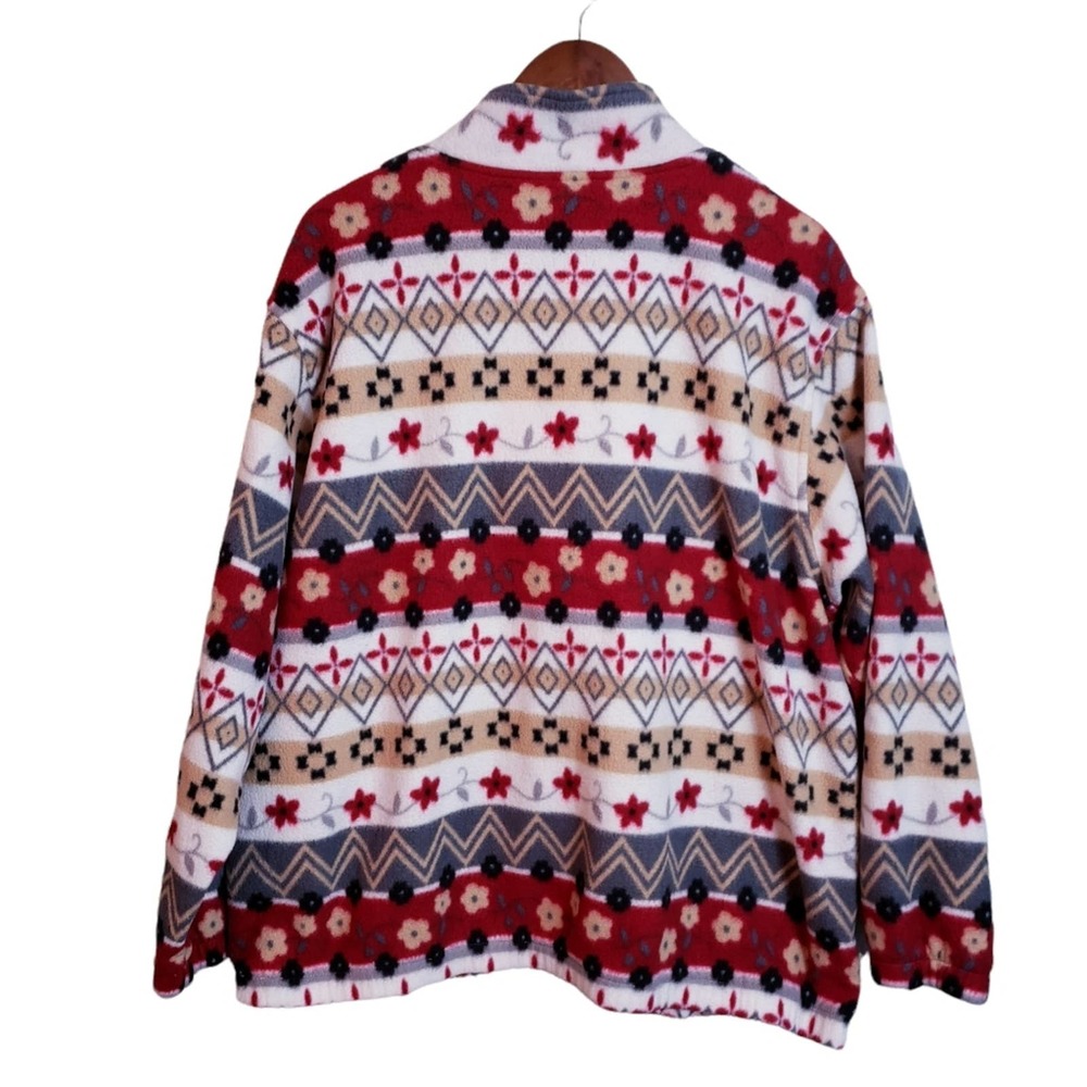 Alfred Dunner Womens Full Zip Floral Azteca Printed Fleece Jacket Sz XXL Used - Picture 2 of 13